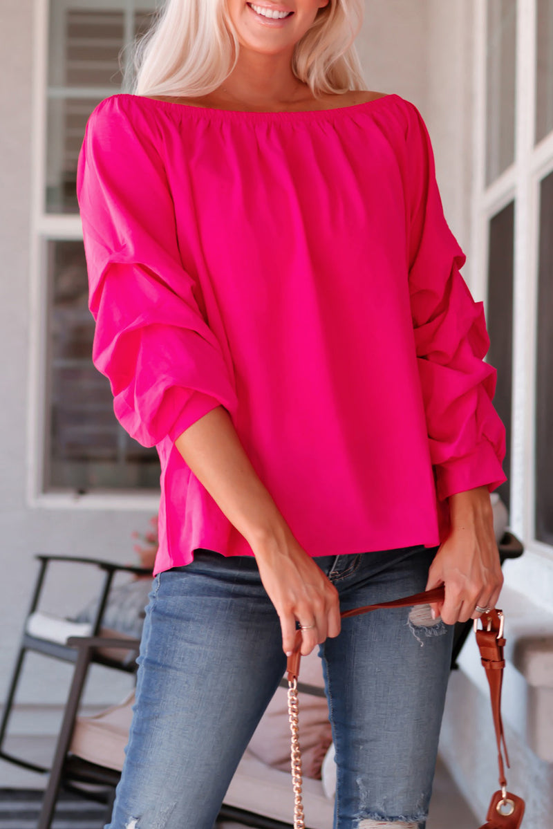 Gathered Detail Off-Shoulder Blouse – jeansandpearls.com